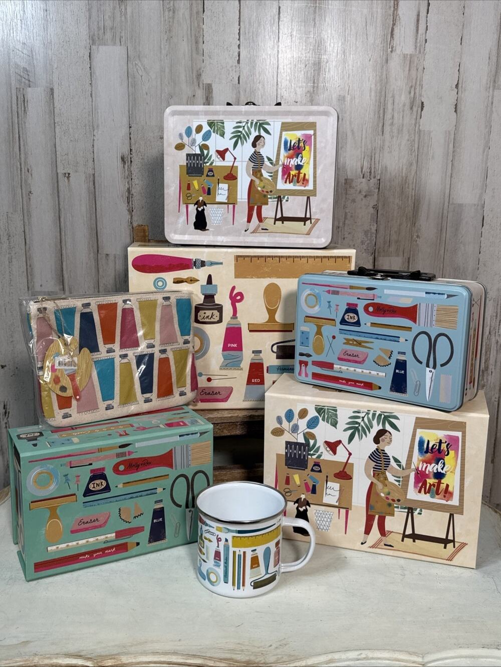 Molly & Rex Beautiful “Let’s Make Art” Nesting Decor Box And Tin Set Of 7